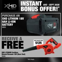 XHD LITHIUM Cordless Battery 8Ah with Blower/Vacuum 18V