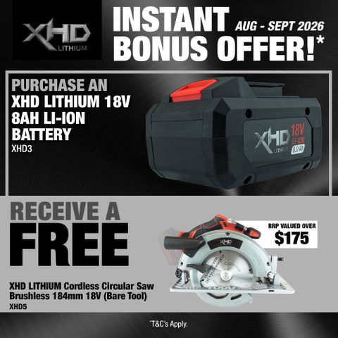 XHD LITHIUM Cordless Battery 8Ah with Circular Saw Brushless 184mm 18V