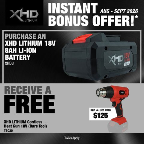 XHD LITHIUM Cordless Battery 8Ah with Cordless Heat Gun 18V