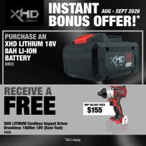 XHD LITHIUM Cordless Battery 8Ah with Impact Driver Brushless 180Nm 18V