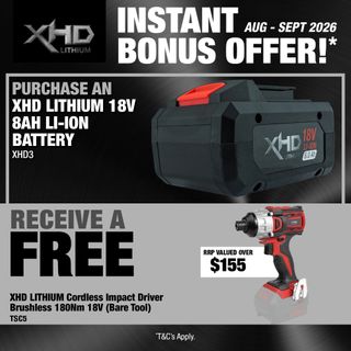 XHD LITHIUM Cordless Battery 8Ah with Impact Driver Brushless 180Nm 18V