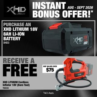 XHD LITHIUM Cordless Battery 8Ah with Inflator 18V