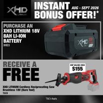XHD LITHIUM Cordless Battery 8Ah with Reciprocating Saw Brushless 18V
