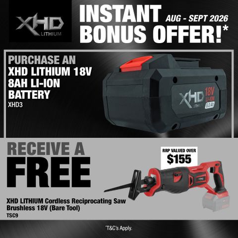 XHD LITHIUM Cordless Battery 8Ah with Reciprocating Saw Brushless 18V