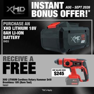 XHD LITHIUM Cordless Battery 8Ah with Rotary Hammer Drill Brushless 18V