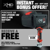 XHD LITHIUM Cordless Battery 8Ah with Router Trimmer 18V