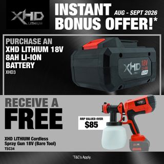 XHD LITHIUM Cordless Battery 8Ah with Spray Gun 18V