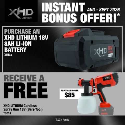 XHD LITHIUM Cordless Battery 8Ah with Spray Gun 18V