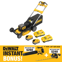 DEWALT Lawn Mower 21in/530mm Self Propelled 36V (2x18V) 8Ah with BONUS