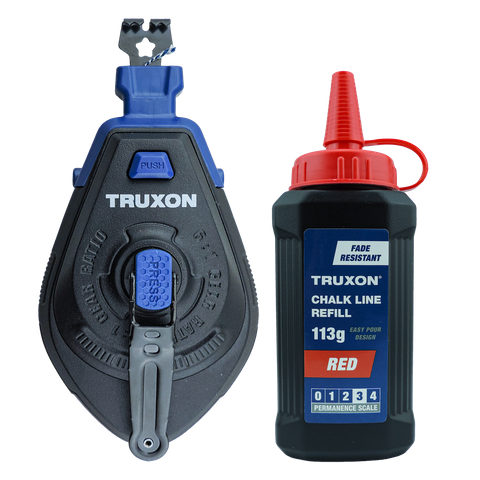 TRUXON Heavy Duty Chalk Line 30m with Red Chalk