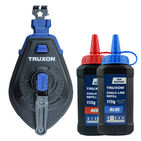 TRUXON Heavy Duty Chalk Line 30m with Red Chalk