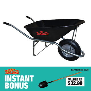 ToolShed Wheelbarrow 72L Steel Tray with Shovel