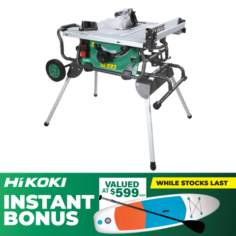HiKOKI Table Saw 254mm 1500W with Stand and Bonus Paddle Board