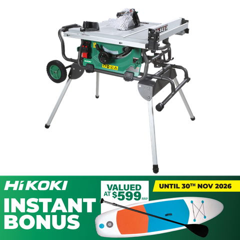 HiKOKI Table Saw 254mm 1500W with Stand with Paddle Board