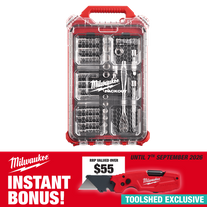 Milwaukee Ratchet & Socket Set 3/8in Dr 32pc with Packout and Bonus Knife