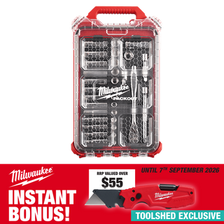 Milwaukee Ratchet & Socket Set 3/8in Dr 32pc with Packout and Bonus Knife