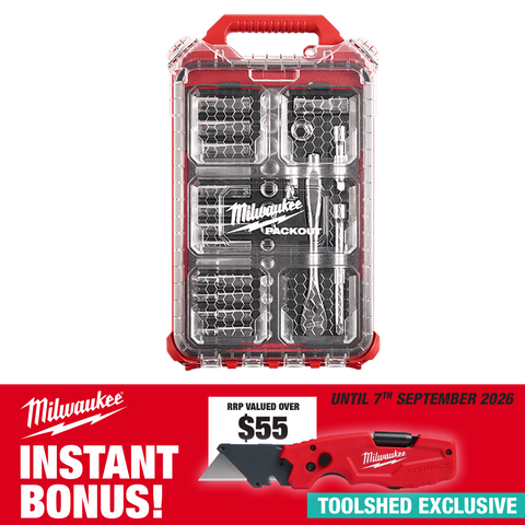 Milwaukee Ratchet & Socket Set 3/8in Dr 32pc with Packout and Bonus Knife