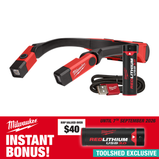 Milwaukee REDLITHIUM USB Rechargeable Neck Light 3Ah with Bonus Battery
