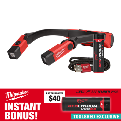 Milwaukee REDLITHIUM USB Rechargeable Neck Light 3Ah with Bonus Battery