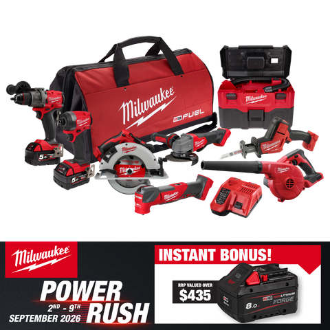 Milwaukee M18 FUEL Cordless Power Pack BL 8pc Kit 8B3 18V 5Ah with BONUS