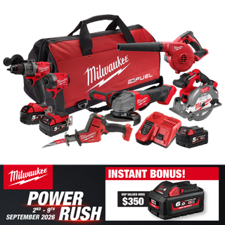 Milwaukee M18 FUEL Cordless Power Pack Brushless 6pc Kit 6A4 18v 5Ah With Bonus