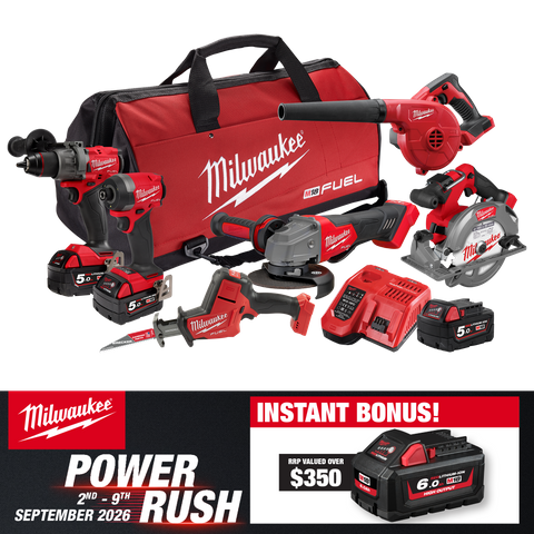 Milwaukee M18 FUEL Cordless Power Pack Brushless 6pc Kit 6A4 18v 5Ah With Bonus