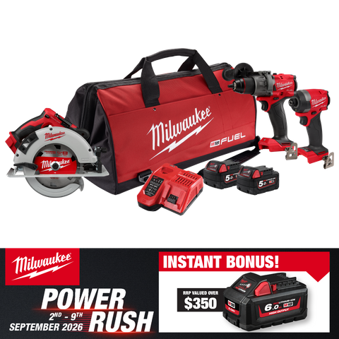 Milwaukee M18 FUEL Cordless Power Pack Brushless 3pc Kit 3D3 18V 5Ah With Bonus