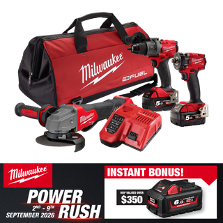 Milwaukee M18 FUEL Cordless Power Pack Brushless 3pc Kit 3B3 18V 5Ah With Bonus