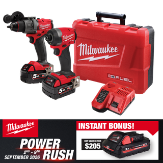 Milwaukee M18 FUEL Cordless Hammer Drill & Impact Driver BL 18V 5Ah With Bonus