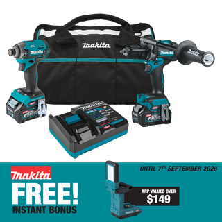 Makita XGT Cordless Hammer Drill & Impact Driver Brushless 40V 2.5Ah with Bonus