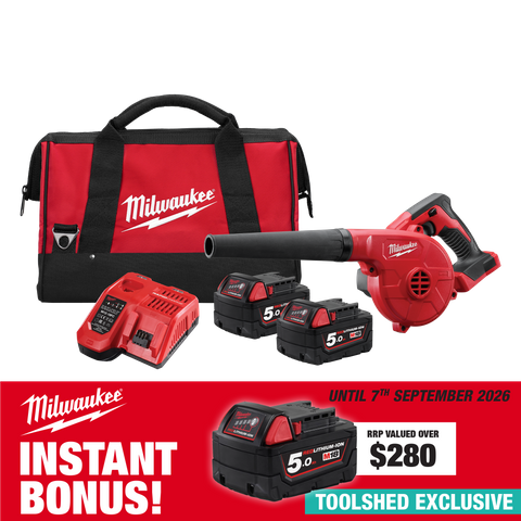 Milwaukee M18 Cordless Blower 18v 5Ah Kit with BONUS Battery