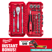Milwaukee Socket and Bit Set 1/4in Dr Metric 38pc with Bonus Tape Measure