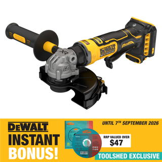 DEWALT Cordless Angle Grinder Compact 125mm 18V - Bare Tool with BONUS