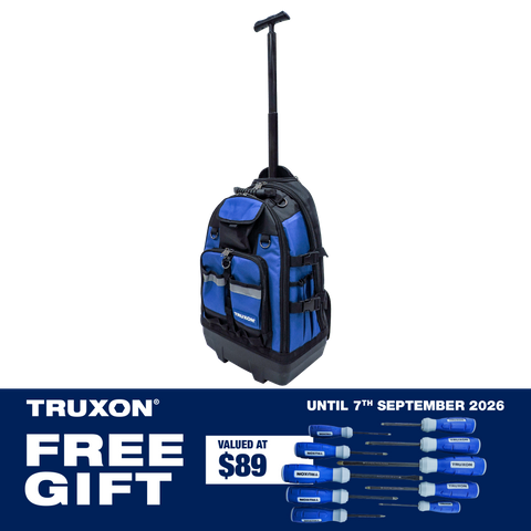 TRUXON Rolling Technicians Tool Backpack with Screwdriver Set 10pc