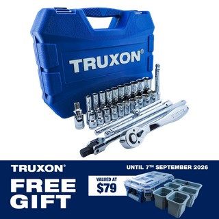TRUXON 1/2in Dr Imperial Socket Set 26pc with Compact Organiser