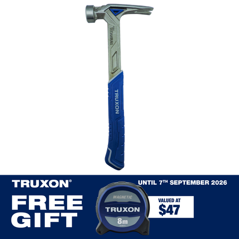 TRUXON Anti Vibration Titanium Claw Hammer 14oz with 8m Tape Measure