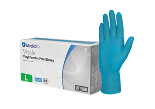 VINYL GLOVE BLUE MEDIUM X 100