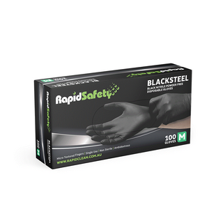 RS GLOVES NITRILE BLACK S X100