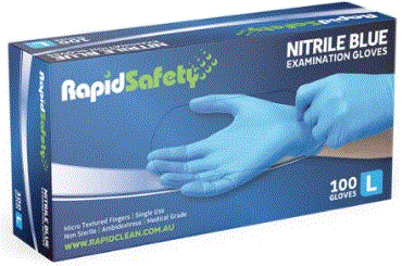 RS GLOVES NITRILE BLUE L X100