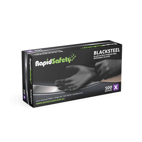 RS GLOVES NITRILE BLACK XLx100