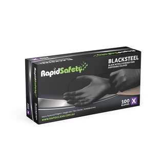 RS GLOVES NITRILE BLACK XLx100