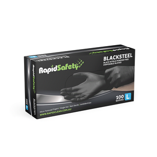 RS GLOVES NITRILE BLACK Lx100