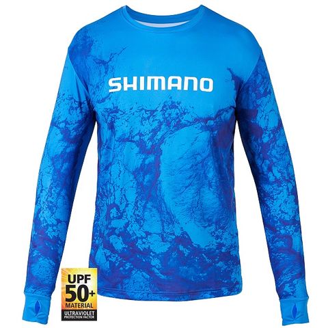 Shimano Tech Tee L/S Water Camo 2XL