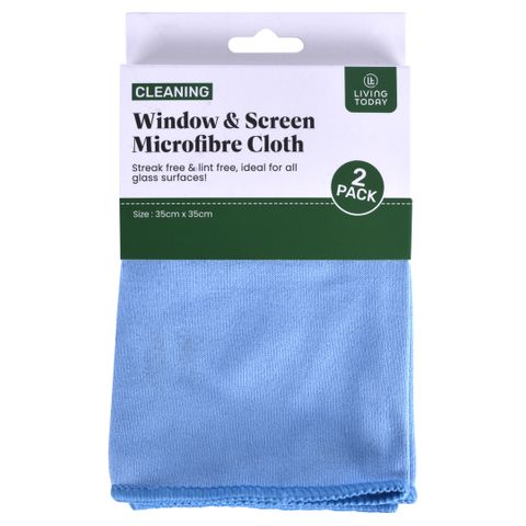 WINDOW & SCREEN MICROFIBRE CLOTH (2PK)
