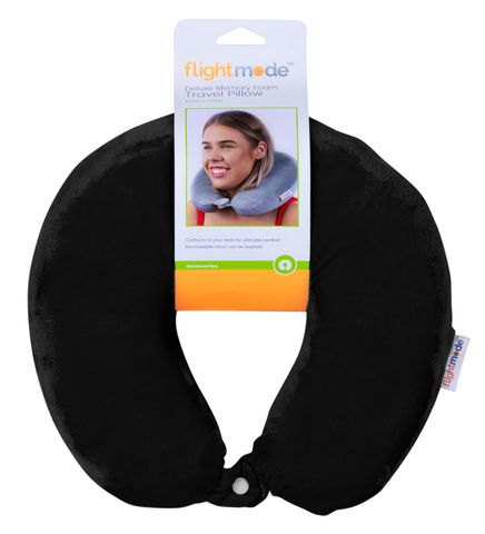 MEMORY FOAM TRAVEL PILLOW WITH CLIP -BLK
