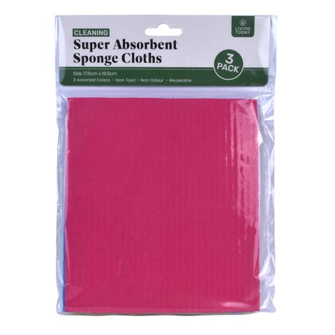 SUPER ABSORB SPONGE CLOTHS (3PK)