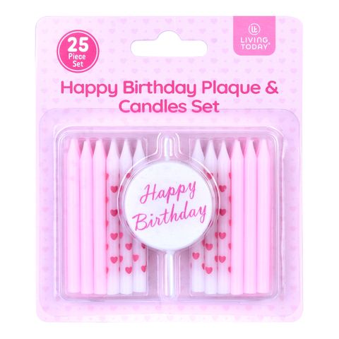 HAPPY BIRTHDAY PLAQUE & CANDLE SET