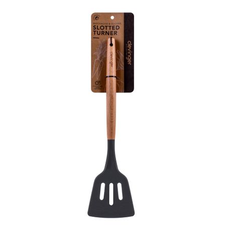 BEECHWOOD & SILICONE SLOTTED TURNER (CHARCOAL)