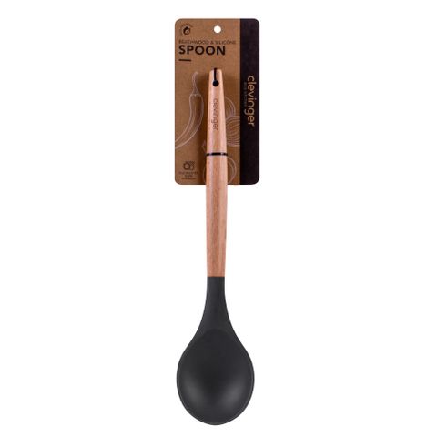 BEECHWOOD & SILICONE SPOON (CHARCOAL)