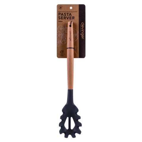 BEECHWOOD & SILICONE PASTA SPOON (CHARCOAL)